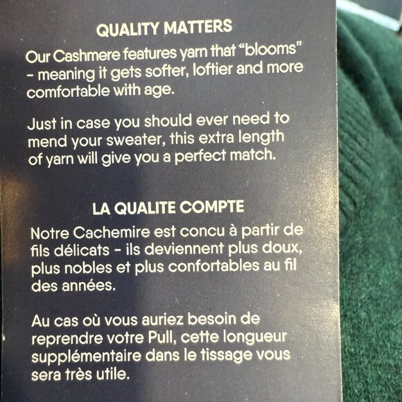 Lands End Cashmere Sweater Forest Green Quarter Zip XL Tall Long Holiday - Picture 10 of 11